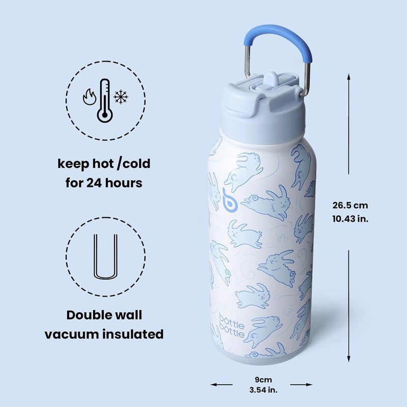 BottleBottle 32oz Insulated Water Bottle Stainless Steel Sport Water Bottle with Straw Dual-use Lid Design for Gym with Pill Box - Image 5